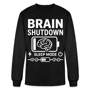 Brain Shutdown Sleep Mode Humor Empty Battery - Men's Long Sleeve T-Shirt - black - Front