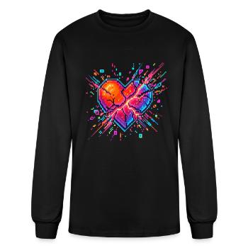 Neon Pixel Heart Clash - Men's Long Sleeve T-Shirt - black - Front