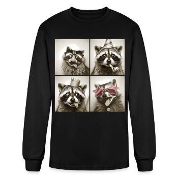 Laughing Raccoon Face Trash Raccoons Unique Quirky - Men's Long Sleeve T-Shirt - black - Front