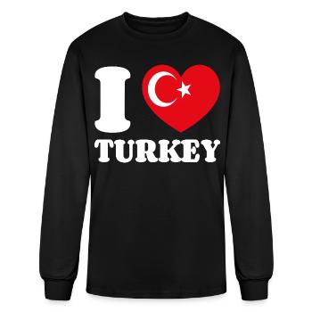 J’aime le cœur de Bayragi turc de la Turquie - T-shirt à manches longues Homme - noir - Devant