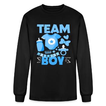 Team Boy Baby Shower Blue Cute Reveal - Men's Long Sleeve T-Shirt - black - Front