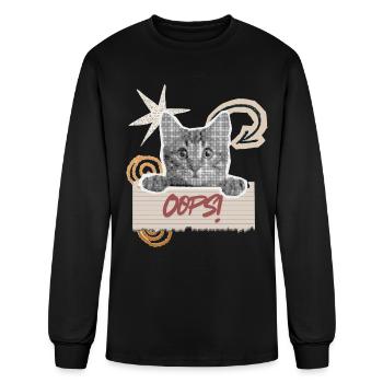  Funny Cat Oops Design - Men's Long Sleeve T-Shirt - black - Front