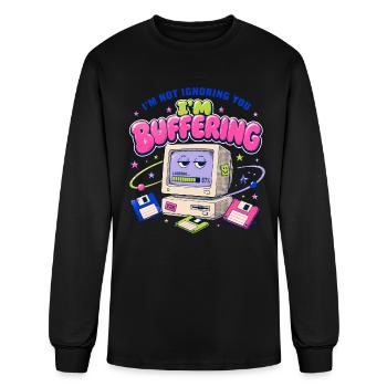 Buffering Buddy: Retro Computer - Men's Long Sleeve T-Shirt - black - Front