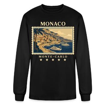 Monte Carlo Harbor Stamp - Men's Long Sleeve T-Shirt - black - Front