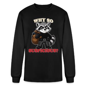 Why So Suspicious Funny Raccoon Thief Cute Mascot - Men's Long Sleeve T-Shirt - black - Front
