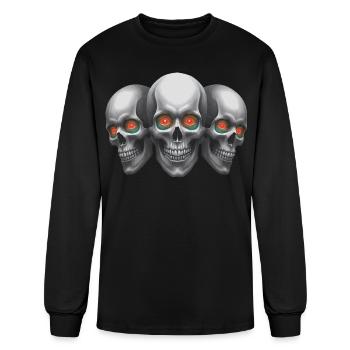 Triple crâne gothique aux yeux rouges - T-shirt à manches longues Homme - noir - Devant