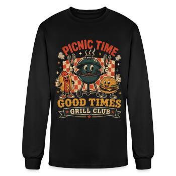 Picnic Time Good Times Grill Club Vintage Cartoon - Men's Long Sleeve T-Shirt - black - Front