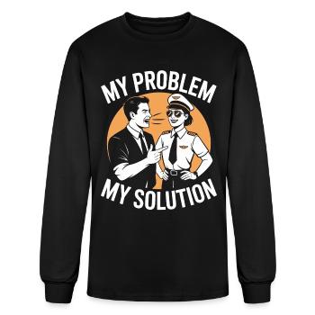 Pilote privé : mon problème : ma maman du pictogramme papa - T-shirt à manches longues Homme - noir - Devant