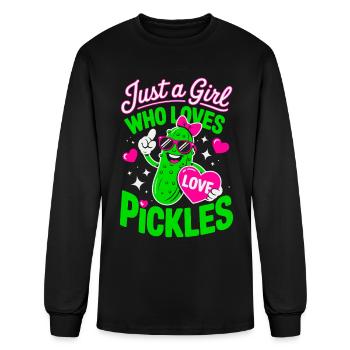 Just A Girl Who Loves Pickles Cute Funny Tee - Men's Long Sleeve T-Shirt - black - Front