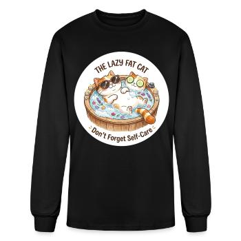 CIKO The Lazy Fat Cat Self-Care Bath - Men's Long Sleeve T-Shirt - black - Front