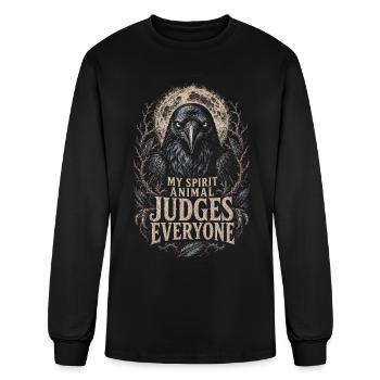 Raven Corvid Birds My Spirit Animal Judge Everyone - Men's Long Sleeve T-Shirt - black - Front