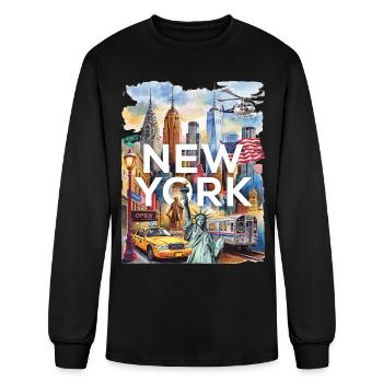 New York Skyline Collage - Men's Long Sleeve T-Shirt - black - Front