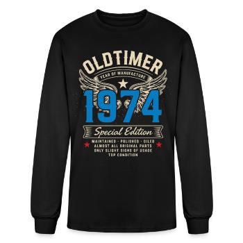 Vintage 1974  Old-timer Man Myth Legend Retro - Men's Long Sleeve T-Shirt - black - Front