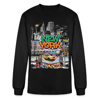New York Graffiti Skyline - Men's Long Sleeve T-Shirt - black - Front