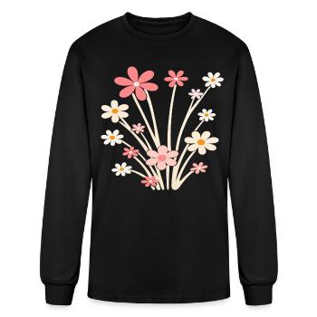 Pastel Daisy Bouquet Silhouette - Men's Long Sleeve T-Shirt - black - Front