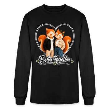 Cute Squirrel Couple Better Together - Men's Long Sleeve T-Shirt - black - Front