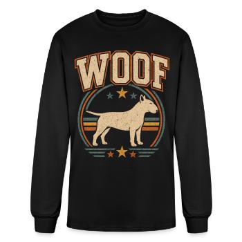 Woof Vintage Retro Bull Terrier Dog Lover - Men's Long Sleeve T-Shirt - black - Front