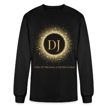 Neon DJ Monogram | Glowing Music Typography Design - Men's Long Sleeve T-Shirt - black - Front