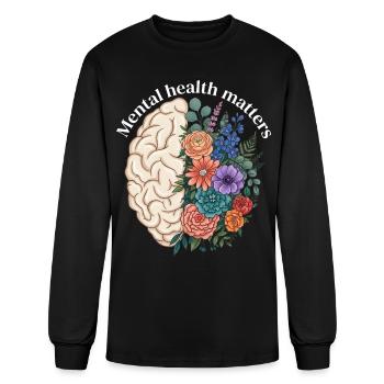 Mental Health Matters Floral Brain - Men's Long Sleeve T-Shirt - black - Front
