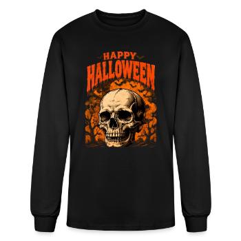 Dripping Skull Halloween Graphic - Men's Long Sleeve T-Shirt - black - Front