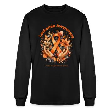 Leukemia Awareness – Orange Ribbon Watercolor Art - Men's Long Sleeve T-Shirt - black - Front