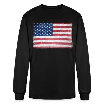Distressed US Flag Vintage Patch - Men's Long Sleeve T-Shirt - black - Front