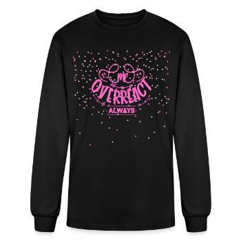 Sarcastic Pink Typography Hearts Graphic Tee - Men's Long Sleeve T-Shirt - black - Front
