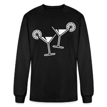 2 Cocktail Glasses / Martini / Cheers + (White) - Men's Long Sleeve T-Shirt - black - Front