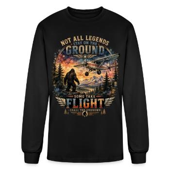 Sasquatch Pilot Airplane Shirt Vintage Bigfoot Avi - Men's Long Sleeve T-Shirt - black - Front