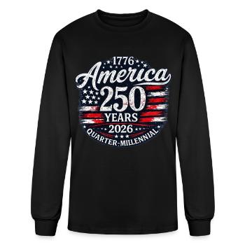 America 250 Years 1776–2026 Patriotic Tshirt Gift - Men's Long Sleeve T-Shirt - black - Front