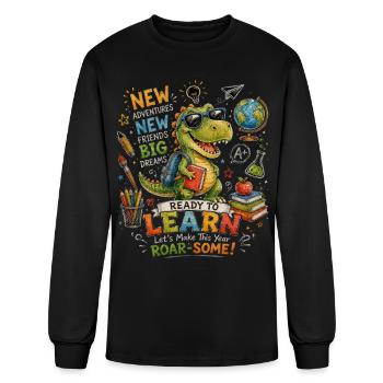 Back to School Dinosaur Shirt Cool T-Rex Ready to  - Men's Long Sleeve T-Shirt - black - Front