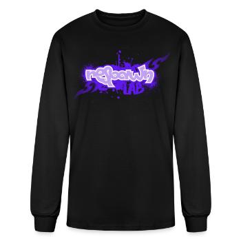 Purple Graffiti Logo Illustration - "Respawn LAB"  - Men's Long Sleeve T-Shirt - black - Front