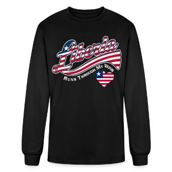 Liberia Athletic Tail Typography Liberia Flag - Men's Long Sleeve T-Shirt - black - Front