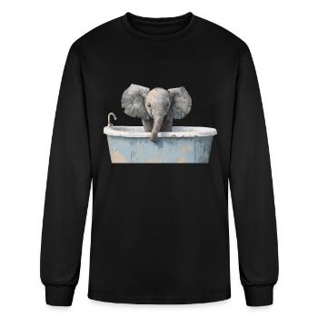 Éléphant dans un seau rouillé - T-shirt à manches longues Homme - noir - Devant
