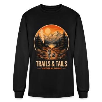 Trails & Tails Vintage Mountain Hiking Dog Adventu - Men's Long Sleeve T-Shirt - black - Front