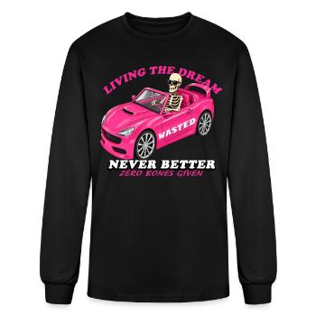 Funny Wasted Skeleton Pink Car  - Men's Long Sleeve T-Shirt - black - Front