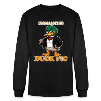 Unsolicited Duck Pic | Funny Mallard Duck Pun - Men's Long Sleeve T-Shirt - black - Front