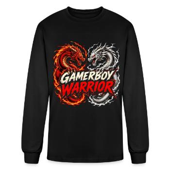 GamerBoyWarrior Two Dragons – Retro Gaming Warrior - Men's Long Sleeve T-Shirt - black - Front