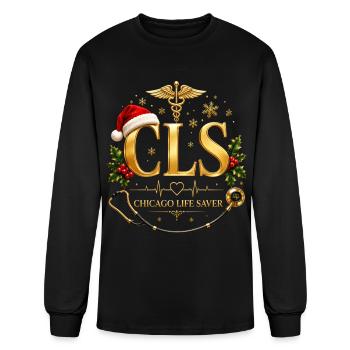 CLS Chicago Life Saver Christmas Santa Skull EMT S - Men's Long Sleeve T-Shirt - black - Front