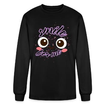 Smile Every Day Cute Happy Face Design - Men's Long Sleeve T-Shirt - black - Front