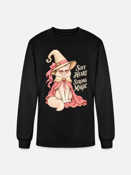 Soft Heart Strong Magic Cat - Men's Long Sleeve T-Shirt - black