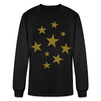 Stars Party Design (Gold) - Men's Long Sleeve T-Shirt - black - Front