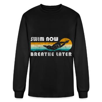 Swimmer Water Athlete Swimming Sport - Men's Long Sleeve T-Shirt - black - Front