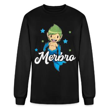 Merbro T Shirt Grand Frère d’un anniversaire de sirène - T-shirt à manches longues Homme - noir - Devant