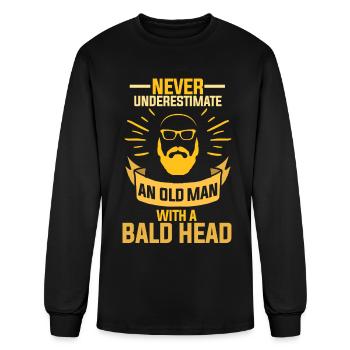 Bald beard old man - Men's Long Sleeve T-Shirt - black - Front