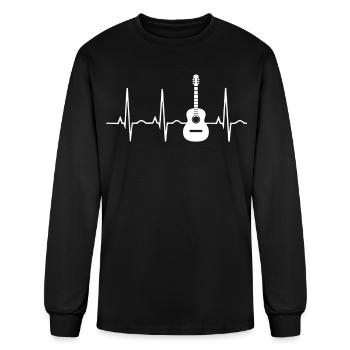 Acoustic Guitar Heartbeat - Men's Long Sleeve T-Shirt - black - Front