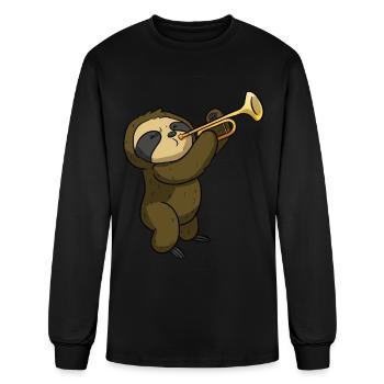 trumpeter trumpet player sloth trumpet children - Men's Long Sleeve T-Shirt - black - Front