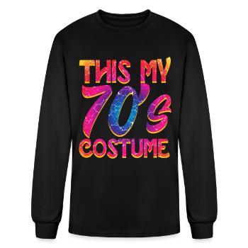 1970s Costume Retro Seventies Dancing Disco 70s - Men's Long Sleeve T-Shirt - black - Front