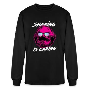 Karl Marx - Sharing is Caring, Parody, Funny Quote - Men's Long Sleeve T-Shirt - black - Front