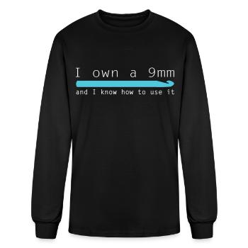 I Own A 9mm Crochet Patterns Yarn Loop Crochetingc - Men's Long Sleeve T-Shirt - black - Front